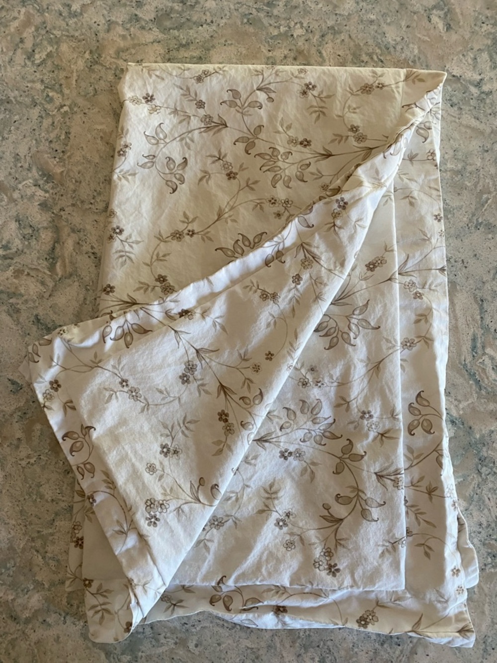 Ikea Floral Printed Cotton Pillowcase  1 King Size Cream and Taupe